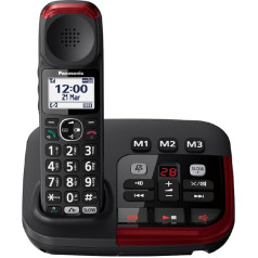 Panasonic KX-TGM420 Wireless Digital Phone with Answering Machine, Easy Base and Handset, LCD, Loud Volume, Slow Talk Mode, Hearing Aid Compatible, Blocks Unwanted