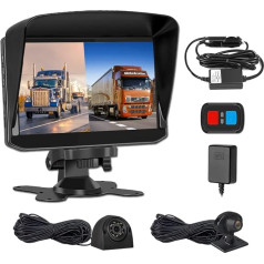 VSYSTO WiFi Reversing Camera, 7 Inch Monitor HD 1080P Front and Rear Cam, Truck Dash Camera for Semi-Trailer Truck Motorhome Car, GPS, Infrared Night Vision Cam, Sun Visor (7 Inch + Cameras x 2)
