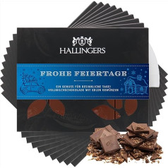 Hallingers 10 x Merry Holidays - Full Milk Fine Chocolate with Christmas Spices, Handmade (Box) - Gift in Summer & as a Perfect Barbecue Gift | Congratulations Thank You Friendship Recovery