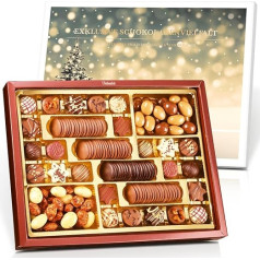 Pralinenbote - Exclusive XXL Christmas Gift Box with 24 Handmade Chocolates, 80 Fine Chocolates and 250 g Fine Chocolate Dragees, 760 g (24 Chocolates)