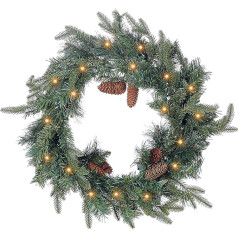 Modern Christmas Wreath Plastic with LED Lighting Timer Green Round Cameroon