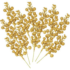 Whaline 12 Pieces Christmas Glitter Berry Stems 8.5 Inch Artificial Fruit Berry Picks Holly Berries Branch for Christmas Tree Ornament DIY Craft Christmas Wreath Garland Winter Holiday
