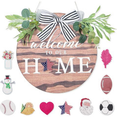 Alnicov Welcome to Our Home Door Sign Wall Hanging Outdoor Porch Holiday Decor for Housewarming Gifts Christmas