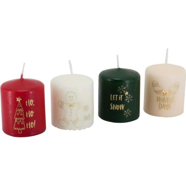 Small Christmas Candles Set - 12 Pieces - Candle Set with Wording & Motifs - Decoration Christmas (Christmas Mix 3)