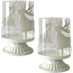 LUFEIS Deer Candle Holders Distressed Metal Light Weight Deer Christmas Decorations for Christmas Easter Birthday Wedding Table Simulation Fireplace Home Decor Pack of 2