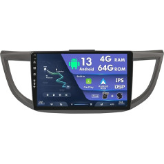 Double DIN Car Radio Suitable for Honda CRV 2012-2016 Android with GPS Navigation 4G RAM + 64G ROM - Reversing Camera & Mic Free - Supports DAB+ Steering Wheel Control WiFi BT Mirrorlink USB RDS 9