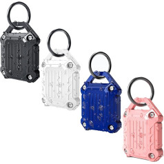 DOVICK Waterproof Airtag Keychain Case Screw Full Cover Compatible with Apple Air Tag Tracker Keychain (Black, 4 Pack)