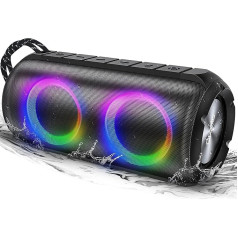 Oraolo Luster Wireless Bluetooth Speaker, Bluetooth Speaker with Lights, Portable Speaker 24W Loud Stereo Sound, 24H Playtime, AUX-in, IPX6 Waterproof for Outdoor Camping