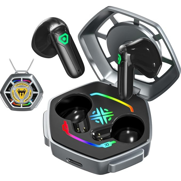 ANCwear TWS Wireless Earbuds Bluetooth 5.3 in Ear Buds with Scorpion Design Sticker, Mobile Gaming Headphones, 20 Hours Playtime, 3.5 g Ultralight, DIY Customisable Bat Case for Gamers