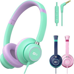 MEE audio KidJamz KJ45 Kids Headphones with Volume Control, Microphone, Adjustable On-Ear Headset with 3.5mm Jack, Tangle-Free Cable for Online Learning, School, Travel and Tablets