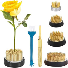 Set of 4 Kenzan Flower Decoration, Flower Arrangement Round, Flower Holder Ikebana, Flower Arrangement Tool, with Rubber Protective Ring Steel Ikebana for High-end Clubs, Gardens, Hotels