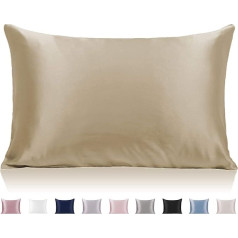 Texbee Silk Pillowcase 40 x 60 cm for Hair and Skin Hidden Zip, 1 Piece Silk Pillowcase for Women Men Comfortable Breathable, Taupe