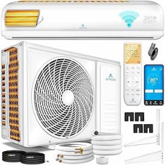 AERSON® Air Conditioning Split Set with WiFi/App Function, Air Conditioner, Cooling A++, Heating A+, 12000 BTU/h (3500 Watt), Refrigerant R32, Wall Air Conditioner, Split Device, Remote Control, Timer