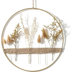 WPAJIRZO Metal Ring with Dried Flowers 30 cm Dried Flower Wreath Boho Wall Winter Decoration Living Room Flower Wreath Door Wreath Dried Flower Window Decoration for Hanging Dried Flower Ring