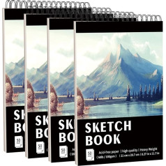KINSPORY 100 Pages (50 Sheets) A4 Sketchbook - 21 x 29 cm 100gsm Spiral Bound Sketchbook for Kids, Artists and Professionals for Drawing and Sketching