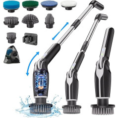 Electric Cleaning Brush, Upgrade Electric Spin Scrubber Cordless with 8 Interchangeable Drill Brush Heads, Shower Cleaning Brush with 132 cm Adjustable Handle, for Bathroom, Tile Floor and Kitchen