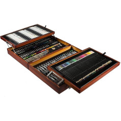 Mont Marte Premium Deluxe Painting Set, 174 Piece High-Quality Wooden Painting Case with Essential Painting Media, Acrylic, Watercolour, Oil, Pastel, Pens, Brushes and Much More