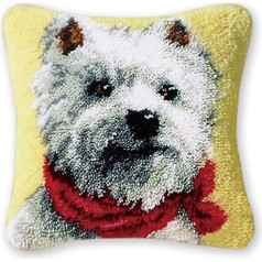 Coopay Latch Cushion Set with Latch Hook and Tool Kit for DIY Small Dog Cushion, Decorative Cushion, 43 x 43 cm, 06