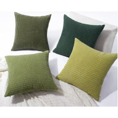 Softalker Christmas Cushion Cover, 45 x 45 cm, Set of 4, Green Corduroy, Fluffy Cushion Covers, Sofa Cushion Cover, Decorative Cushion, Couch Cushion, Decoration for Living Room, Sofa, Bedroom,
