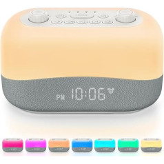 Dreamegg D20 Light Alarm Clock White Noise Machine Baby with 29 Sounds, 8 Night Lights Daylight Alarm Clock, White Noise Device, 3 Alarm Tones, Sleep Aid Adult Natural Sounds Box, Birthday Gifts