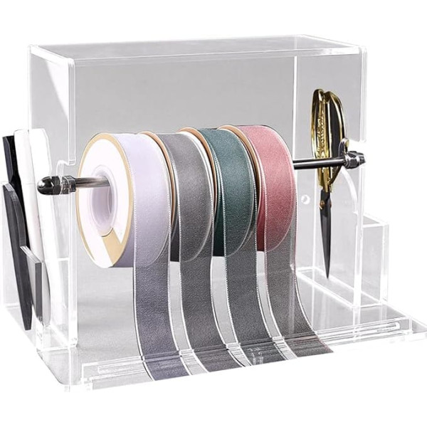 Bavokon Ribbon Dispenser, Ribbon Holder | Ribbon Roll Holder, Tape Organiser Rack, Sticker Roll Dispenser, Sticker Holder, Ribbon Spool Holder for Craft Room, Pastry Shop, Flower Shop