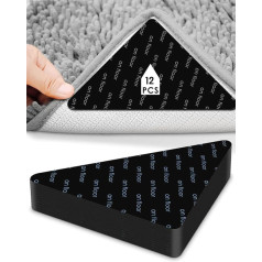 Teppich-Pads, rutschfeste Teppich-Pads, wiederverwendbar und waschbar, Teppich-Greifer für Teppiche, Eckgreifer für Hartholzböden, hält Ihren Teppich an Ort und Stelle und macht die Ecken flach, 12