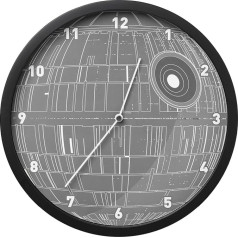 Paladone Death Star Luminous Wall Clock in the Dark - Officially Licensed Star Wars Lighting Decoration - Includes Wall Stickers, Decoration for Children's Room, Battery Operated