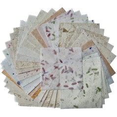 Origami Paper Square 6 x 6 Inch Natural Fiber Mulberry Tree Square Origami Paper Crafts Decoration Square Folding Paper DIY Crafts (Tamarind, Rice Straw etc) 50