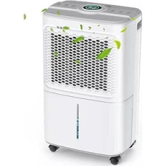Crecolife Dehumidifier, 12 L in 24 hours, 190 W energy-saving electric dehumidifier for 20 m² with digital display and touch control panel, 3 dehumidification modes, 2 emptying options, timer 24 hours