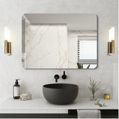 NIMURY Rectangular Wall Mirror, 75 x 100 cm, Frameless Bathroom Mirror with Rounded Corners for Bathroom, Bedroom, Living Room, Hangs Horizontal or Vertical