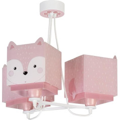 Dalber Lamp Children's Room, Children's Lamp, Pendant Light, Ceiling Light, Children's Room, 3 Lights, Little Fox Animals, Rose, 64587, E27
