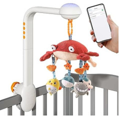 TUMAMA Baby Bed Mobile Set Music Light Soft Animals Hanging Rattle Toy Mute Spin Motor Nursery Sleep Machine for Toddlers 0 3 9 Months Newborn Toddler