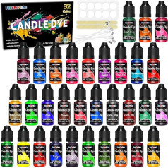 Candle Wax Colour - 32 Colours Liquid Candle Wax Dye for Candle Making - Highly Concentrated Candle Dye for Soy Wax, Paraffin Wax - 10 ml Each