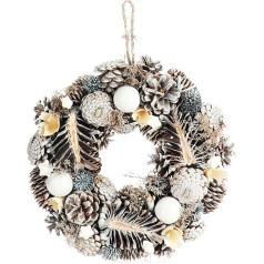 com-four® Door Wreath for Christmas - Advent Wreath with Cones, Baubles and Flowers - Decorative Wreath - Christmas Decoration - Table Wreath - Christmas Wreath