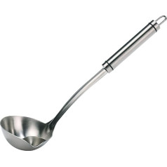 304 Stainless Steel Skimmer Spoon Fat Oil Soup Spoon Fat Skimmer Stainless Steel Ladle Stainless Steel Cooking Ladle with Long Handle, Kitchen Ladle, Soup Spoon, Sauce Spoon (L:34 cm, Silver)