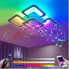 KZT LED Music Ceiling Light Living Room Lamp Dimmable RGB Colour Changing Ceiling Light with Remote Control and App Control Modern Ceiling Lighting Living Room Children's Room Bedroom Lamp