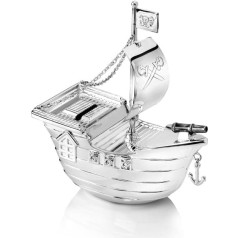Zilverstad 6179261 Piggy Bank Pirate Ship Design Tarnish-Resistant 13.5 x 6.5 x 15.5 cm Silver-Plated