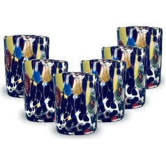 Gocce di Murano Set of 6 Rainbow Shot Glasses, Handmade, Handmade, Colourful, Elegant and Classy (Black, 6)