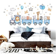 WONDER MURALS Wall Sticker for Children's Room Decoration Girls Boys Baby Wall Sticker Animals on Train Balloons Stars Wall Sticker Wall Decoration Baby Room