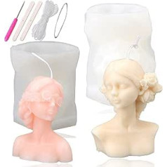 MILIVIXAY 2pcs Body Candle Mold Silicone Sexy Girl Eyes Closed Girl Blindfold Silicone Candle Molds for Candle Making