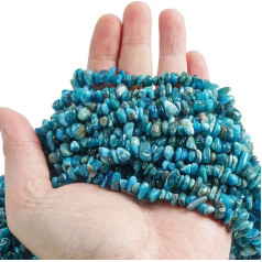 Lovionus89 150 cm Apatite Irregular Shaped Crystal and Healing Tumbled Chip Stone Beads for Jewellery Making Blue