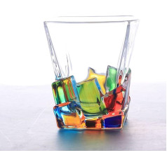 Eidoct Colorful Drinking Glasses, Hand Painted Colored Water Glasses, Multicolor Water Glass, Whiskey Wine Glasses, Tumbler Glasses (Ice Cubes)