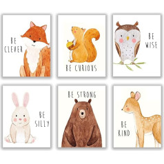 Woodland Nursery Decor, Baby Animal Pictures for Nursery, Woodland Decor, Baby Wall Decor, Nursery Wall Decor, Woodland Nursery Decor for Boys, Nursery Wall Art, Set of 6-20.3 x 25.4 cm
