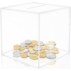 Transparent Piggy Bank Adult Acrylic Piggy Bank Square Money Box Break Open Money Box 15x15x15cm