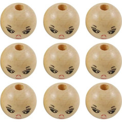 Healifty 100 Pieces Painted Wooden Beads Smile Face Wooden Spacer Beads Wood Loose Beads for DIY Bracelet Necklace Jewellery Making Hair Crafts (22 mm)