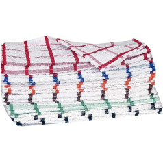 HCG Jumbo Check 100% Cotton Terry Tea Towels Tea Towels Kitchen Restaurant Bar Glass Extra Large 70 x 50 cm, Assorted Mixed Colours, 70 x 50 cm