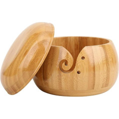 hong Yarn Bowl, Handmade Wooden Yarn Storage Bowl with Removable Lid, Yarn Holder for Knitting and Crochet, Knitting Crochet Accessories