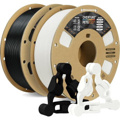 OVERTURE PETG Filament 1.75 mm Upgraded, Spool 2 kg (4.4 lbs), 3D Printing Filament for 3D Printers, Dimensional Accuracy +/- 0.02 mm (Black + White)