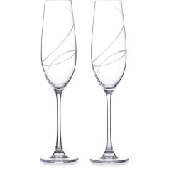 Hand Cut Aurora Design Champagne Prosecco Glasses - Set of 2 - Gift Boxed
