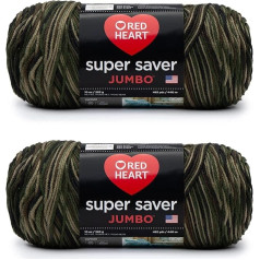 Red Heart Super Saver Jumbo Camouflage Yarn - 2 Packs of 10oz - Acrylic - 4 Medium (Worsted) - 500 Yards - Knitting/Crochet